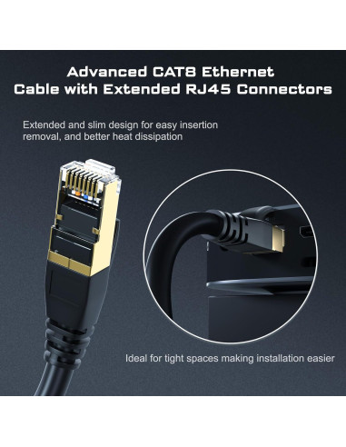 Cable Ethernet Cat8 DbillionDa 0.91m Alta Velocidad 40Gbps