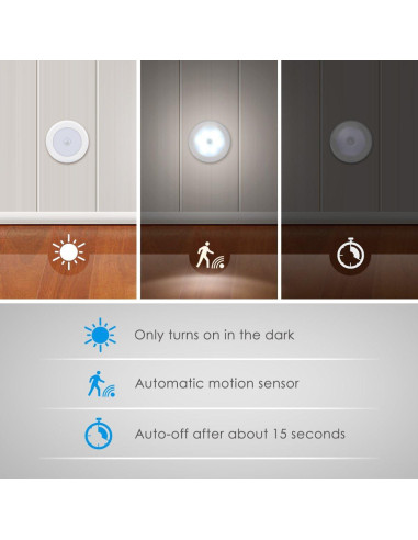 Luz de Sensor de Movimiento AMIR LED 8 cm Blanca - Paquete de 6