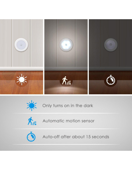 Luz de Sensor de Movimiento AMIR LED 8 cm Blanca - Paquete de 6 Luz de Sensor de Movimiento AMIR LED 8 cm Blanca - Paquete de 6