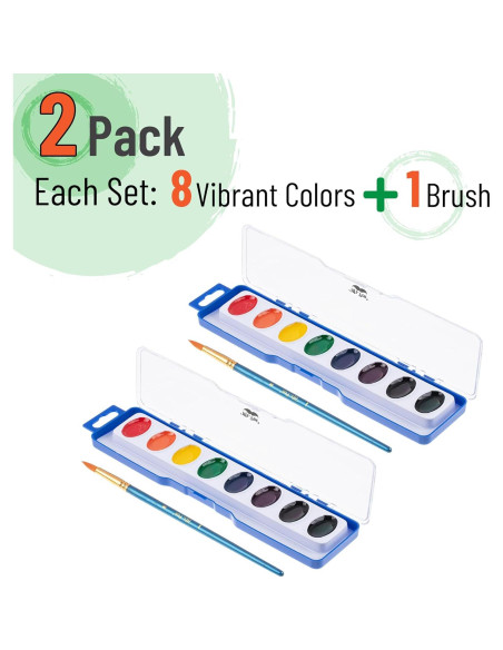 Acuarelas Lavables Mr. Pen, 2 Paquetes de 8 Colores con Pincel Acuarelas Lavables Mr. Pen, 2 Paquetes de 8 Colores con Pincel