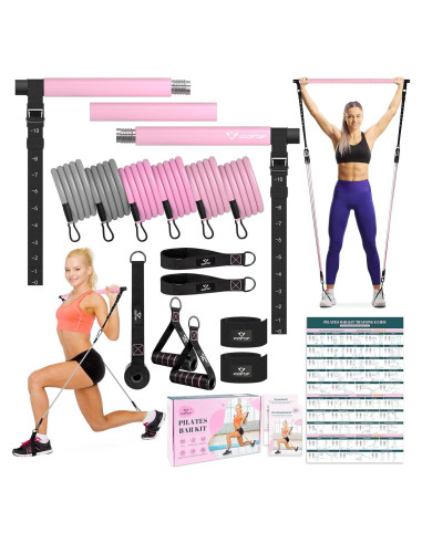 Kit de Barra de Pilates COFOF con Bandas de Resistencia 9-68 kg