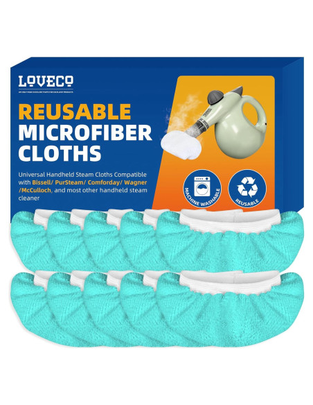 Paquete de 10 Paños de Microfibra LOVECO para Limpiador de Vapor Paquete de 10 Paños de Microfibra LOVECO para Limpiador de Vapor