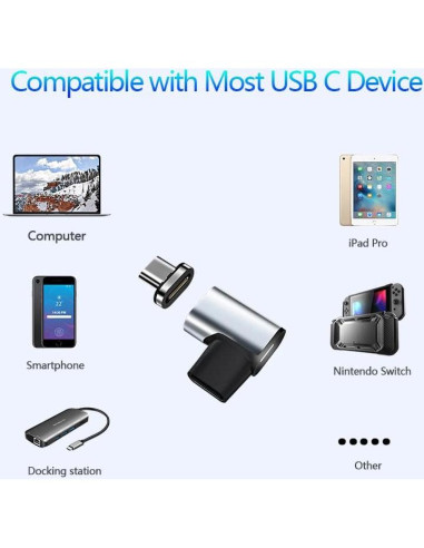 Adaptador USB C Magnético AUCON Max 100W Carga Rápida 10Gbps
