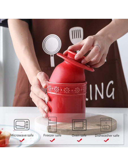 Crock de Cerámica KOOV para Mantequilla - Rojo, 125g Crock de Cerámica KOOV para Mantequilla - Rojo, 125g
