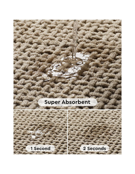 Alfombra de Baño Chenille Beige tchdio 0.46x1.50m Antideslizante Alfombra de Baño Chenille Beige tchdio 0.46x1.50m Antideslizante