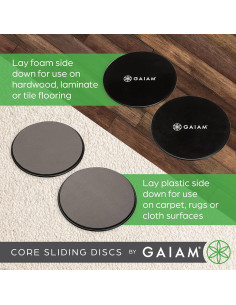 Discos Deslizantes Gaiam Core - Ejercicio Doble Cara para Alfombra y Piso 2