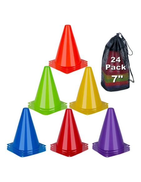 Conos de Entrenamiento Cyrico 17.78 cm - Paquete de 24 Multicolor Conos de Entrenamiento Cyrico 17.78 cm - Paquete de 24 Multicolor