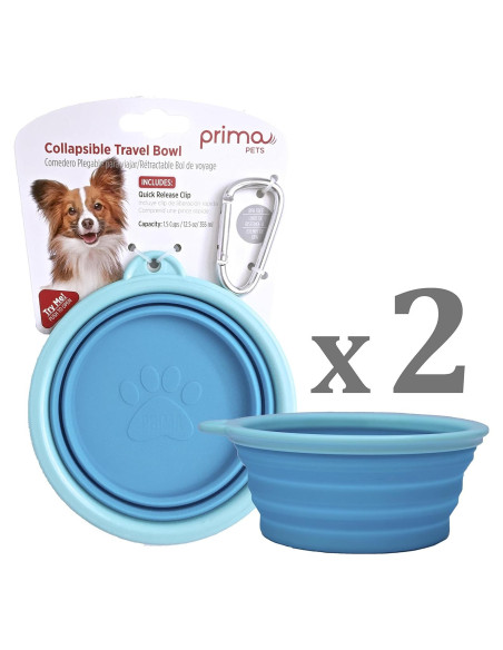 Cuenco Plegable de Silicona Prima Pets 1.5 Tazas Aqua - 2 Paquete Cuenco Plegable de Silicona Prima Pets 1.5 Tazas Aqua - 2 Paquete