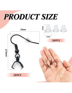 Ganchos de Pendientes TOAOB 100pcs Acero Inoxidable Negro 2