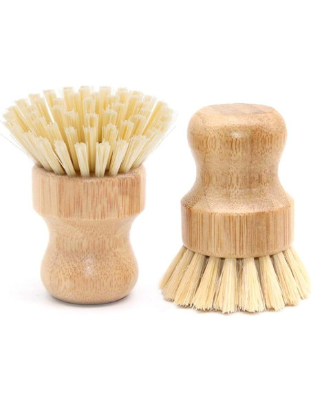 4 Cepillos de Palma de Bambú Vankcp Redondos para Platos 4 Cepillos de Palma de Bambú Vankcp Redondos para Platos