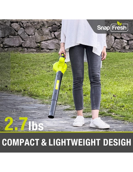 Soplador de Hojas Inalámbrico SnapFresh 20V 140CFM Verde Soplador de Hojas Inalámbrico SnapFresh 20V 140CFM Verde