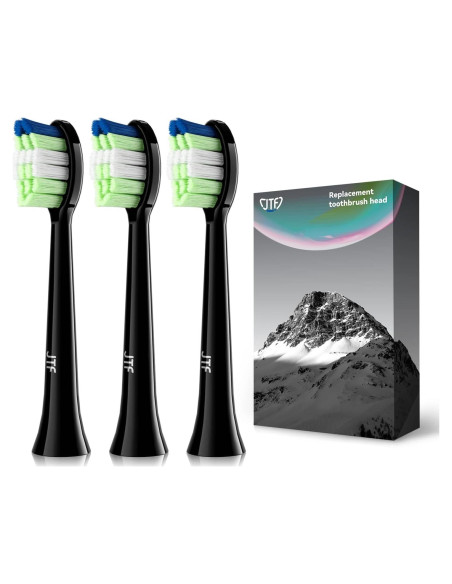 Cabezas de cepillo de dientes JTF Sonic P200, paquete de 3, negro Cabezas de cepillo de dientes JTF Sonic P200, paquete de 3, negro