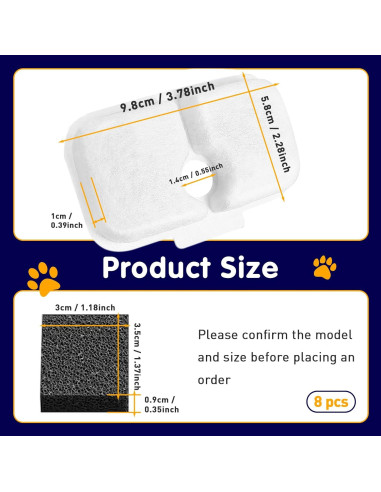 Filtros de Reemplazo para Fuente de Agua Petlibro - 8 Piezas