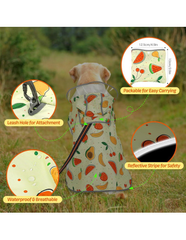 Abrigo de Lluvia para Perros Weesiber Pequeño Amarillo Frutas