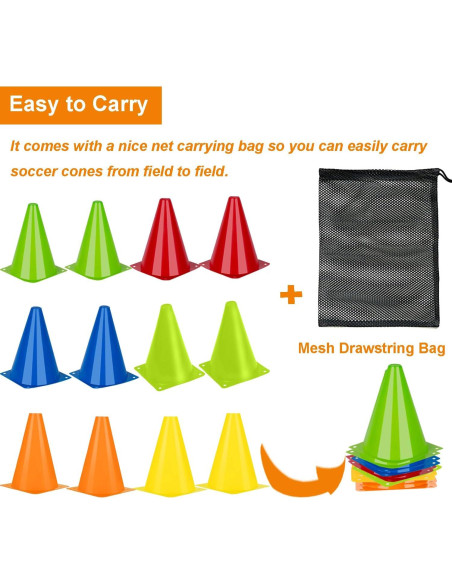 Conos de Entrenamiento de Agilidad AphroLin - 12 Piezas 17.78 cm Conos de Entrenamiento de Agilidad AphroLin - 12 Piezas 17.78 cm