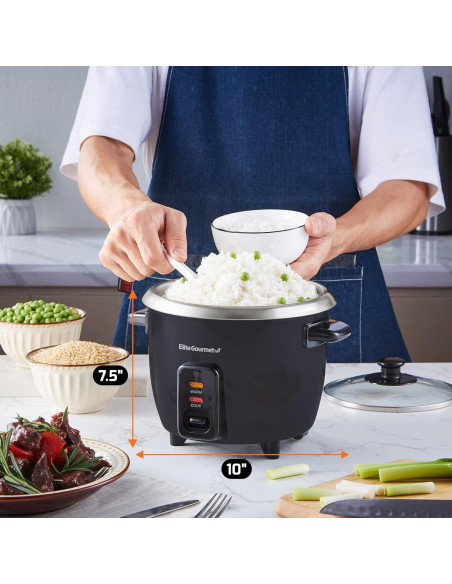Cocinero de Arroz Eléctrico Elite Gourmet ERC003B 6 Tazas Negro Cocinero de Arroz Eléctrico Elite Gourmet ERC003B 6 Tazas Negro