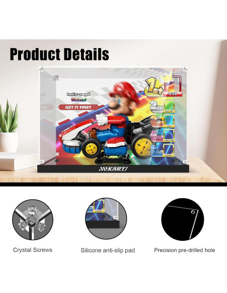 Caja de Exhibición Acrílica NAOCARD para Lego 72037 Mario Kart Caja de Exhibición Acrílica NAOCARD para Lego 72037 Mario Kart