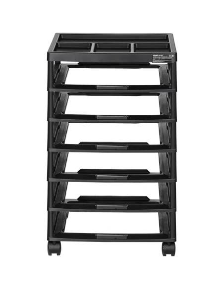 Carro de Almacenamiento Rodante VEVOR 6 Niveles Negro PP Carro de Almacenamiento Rodante VEVOR 6 Niveles Negro PP