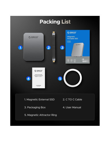 ORICO K10 1TB SSD Externo USB 3.2 Carga PD100W 4K