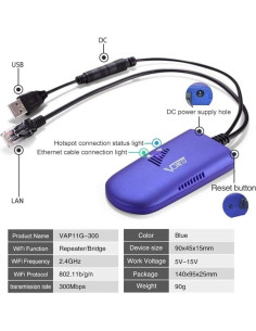 Puente Repetidor WiFi VONETS VAP11G-300 300Mbps 2.4GHz 2