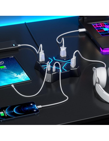 Soporte para Auriculares KDD con Cargador USB y 3 Salidas CA