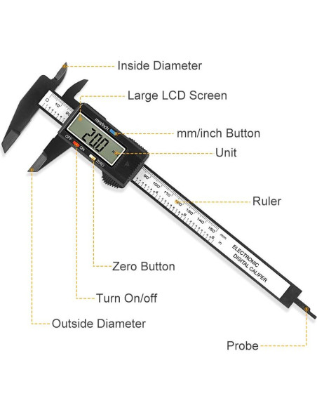 Calibrador Digital Sangabery 15.24 cm Pantalla LCD Grande Calibrador Digital Sangabery 15.24 cm Pantalla LCD Grande
