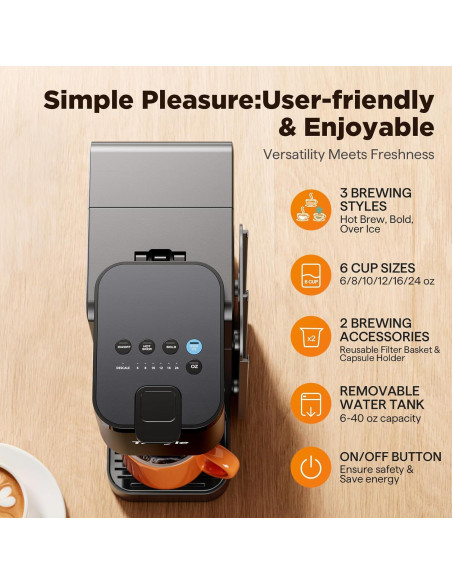 Cafetera de Goteo Tastyle Negra con Organizador K-Pod 1.18L Cafetera de Goteo Tastyle Negra con Organizador K-Pod 1.18L
