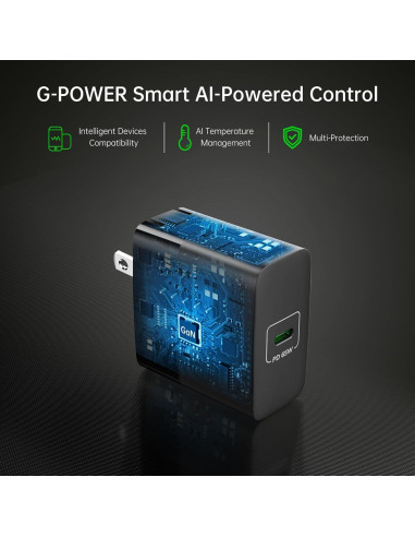 Cargador USB C 65W G-POWER Pulse 65 Carga Rápida PD 3.0