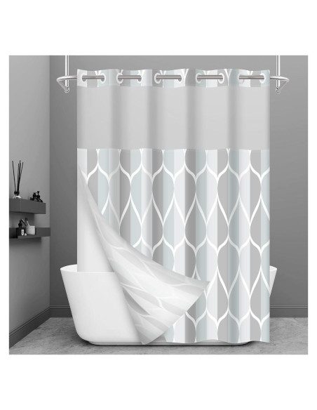 Cortina de Ducha Gris YIATN 180x188 cm Geométrica Impermeable Cortina de Ducha Gris YIATN 180x188 cm Geométrica Impermeable