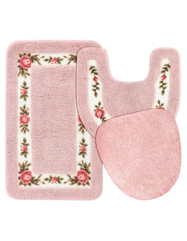 Juego de 3 Alfombrillas de Baño Antideslizantes Drydiet Rosa