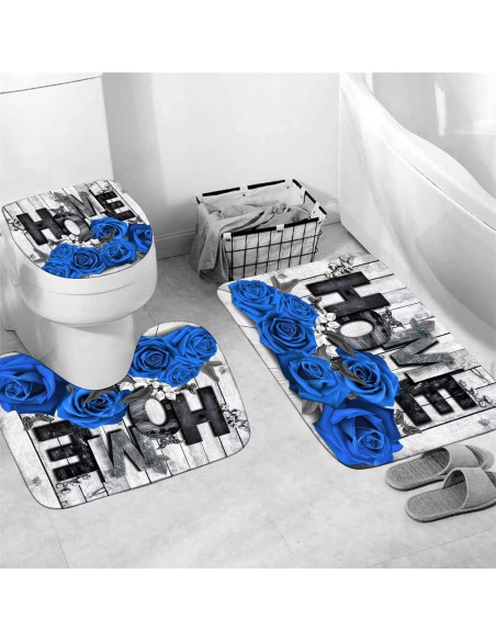 Juego de Cortinas de Ducha Yddsky 4 Piezas Rosa Azul Impermeable Juego de Cortinas de Ducha Yddsky 4 Piezas Rosa Azul Impermeable