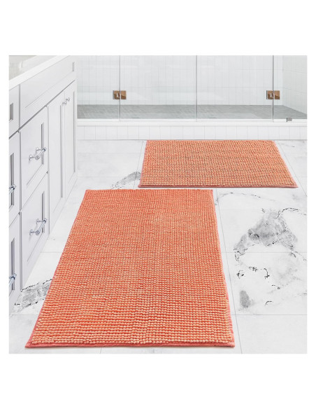 Alfombra de Baño Civkor Chenilla Antideslizante 2 Piezas Coral Alfombra de Baño Civkor Chenilla Antideslizante 2 Piezas Coral