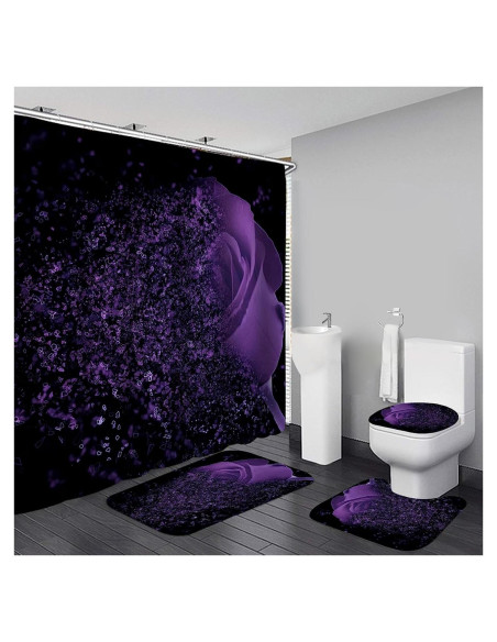 Cortina de Ducha Rosa Púrpura Yddsky 4 Pcs Impermeable Cortina de Ducha Rosa Púrpura Yddsky 4 Pcs Impermeable