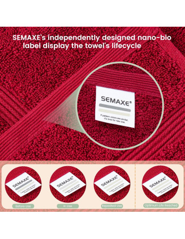 Conjunto de Toallas SEMAXE 6 Piezas 100% Algodón Rojo 600GSM