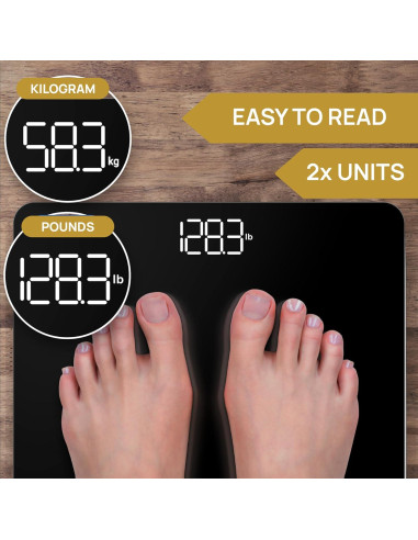 Báscula Digital de Baño INEVIFIT, Precisión 181.44 kg, Negro