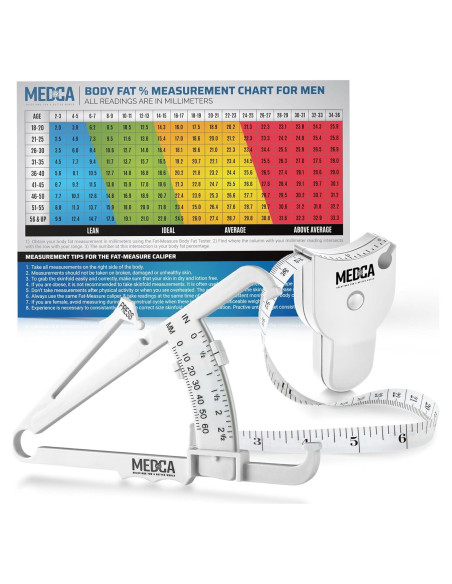 Calibrador de Grasa Corporal MEDca y Cinta Métrica Blanca Calibrador de Grasa Corporal MEDca y Cinta Métrica Blanca