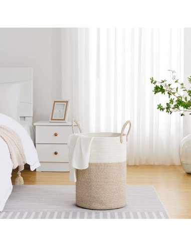 Cesta de Ropa Grande VIPOSCO 58L Algodón Tejido Bicolor