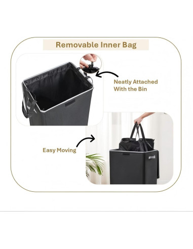 Cesto de Ropa ANBELA 90L Plegable con Tapa y Bolsas Removibles