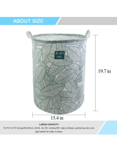 Cesta de Ropa Plegable Mziart 63L Hoja Verde Grande 2