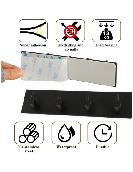 Soporte de Llaves Picowe Negro 4 Filas Acero Inoxidable Soporte de Llaves Picowe Negro 4 Filas Acero Inoxidable
