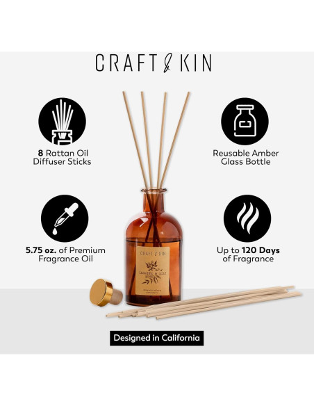 Difusor de caña Craft & Kin 163 ml Jazmín y Lirio Aromático Difusor de caña Craft & Kin 163 ml Jazmín y Lirio Aromático