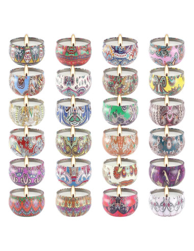 Juego de 24 Velas Aromáticas de Cera de Soja WPONSZU 70g