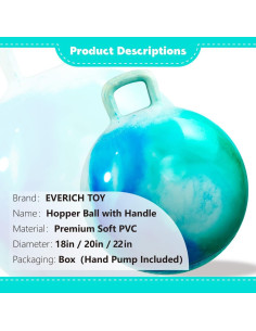 Bola Saltarina EVERICH 38 cm con Mango - Juguete Inflable para Niños 2