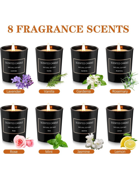 Set de 8 Velas Aromáticas Qizeion Cera de Soja 99g Set de 8 Velas Aromáticas Qizeion Cera de Soja 99g