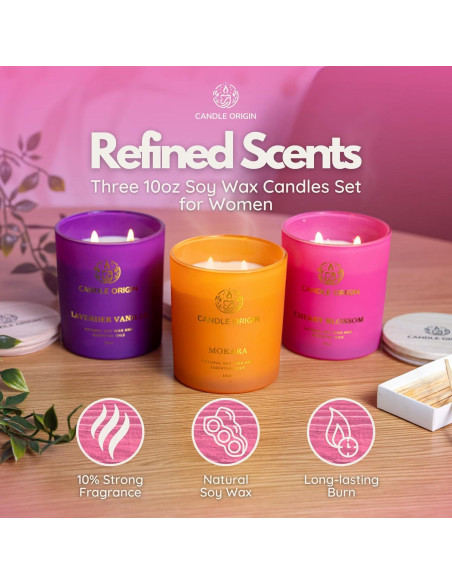 Juego de Velas Aromáticas Candle Origin 3x300g Floral Juego de Velas Aromáticas Candle Origin 3x300g Floral