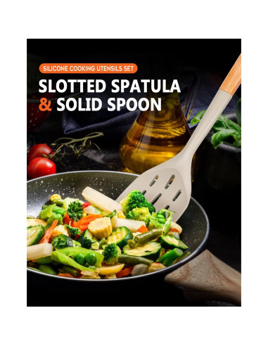 Juego de 3 Espátulas de Silicona Badiano con Mango de Madera