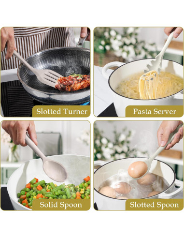 Set de Utensilios de Cocina LIANYU 8 Piezas Silicona Antiadherente