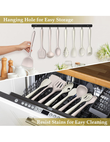 Set de Utensilios de Cocina LIANYU 8 Piezas Silicona Antiadherente