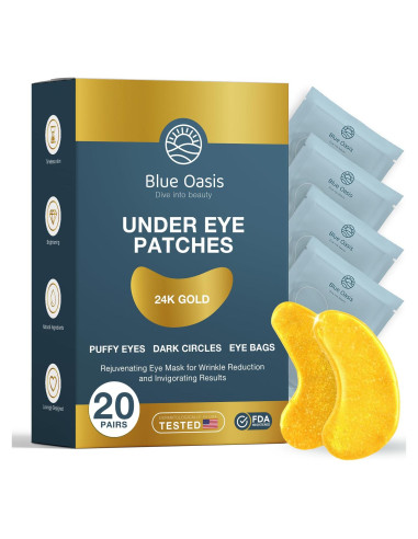 Parches para Ojos de Oro 24k Blue Oasis - 20 Pares Hidrogel