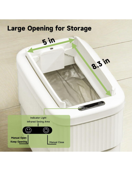 Cubo de Basura Inteligente con Sensor 11.4L Blanco Crema Cubo de Basura Inteligente con Sensor 11.4L Blanco Crema